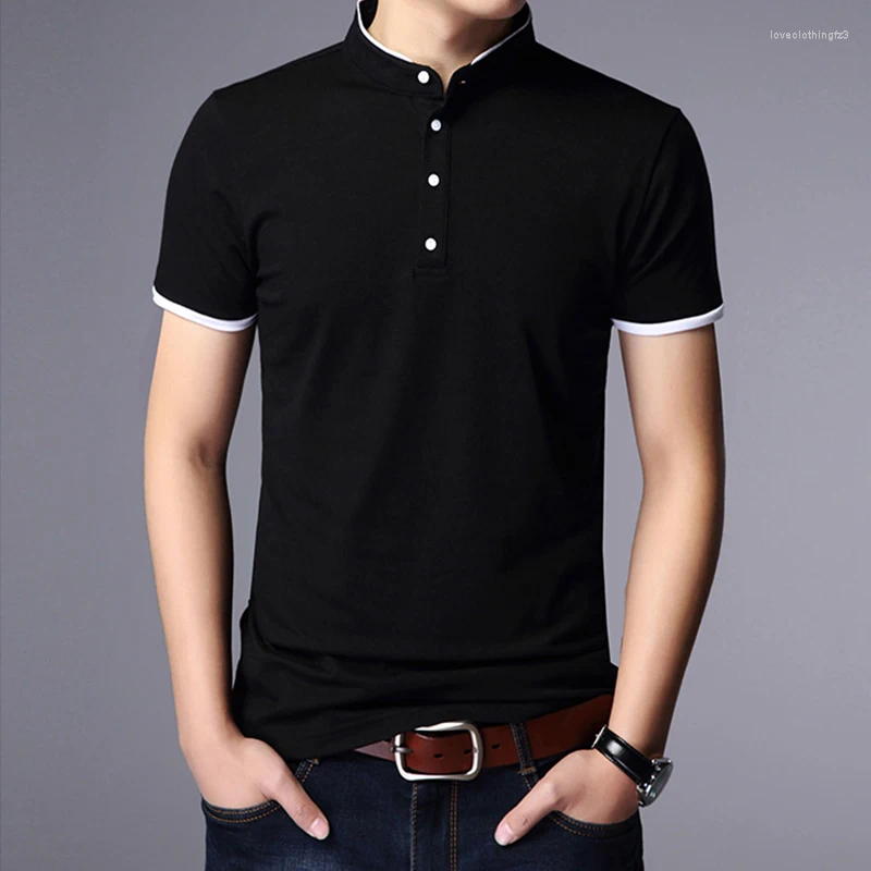 Men's Polos Business Casual Polo Short Sleeve T-Shirt Summer Comfortable And Breathable Solid Cotton Top