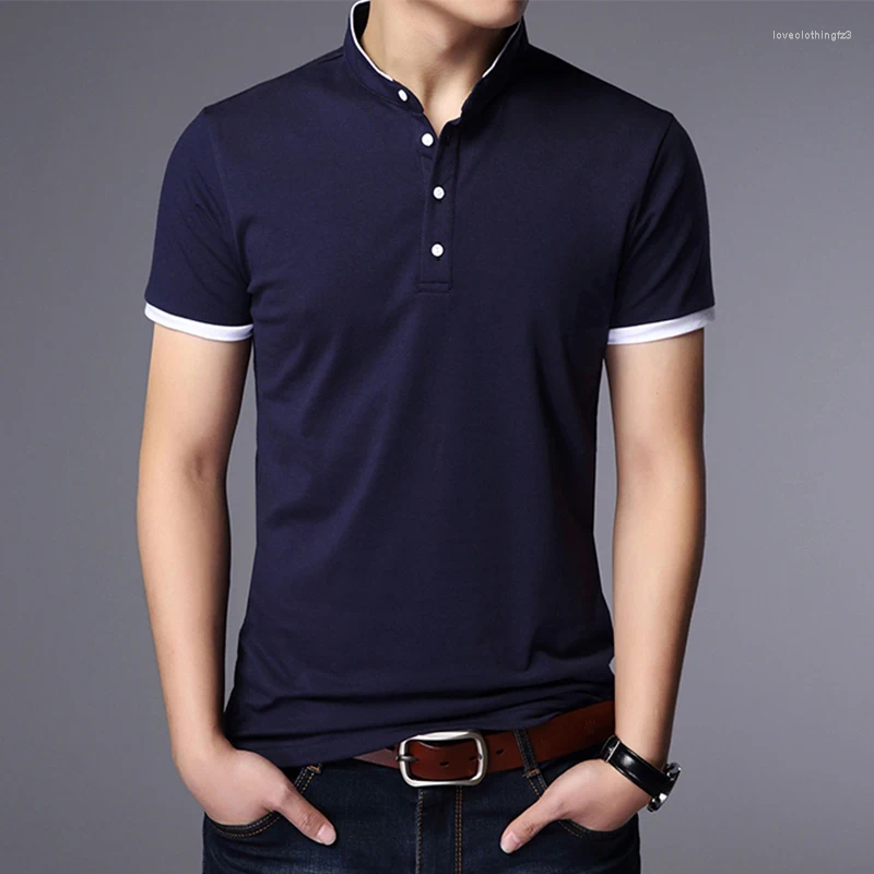 Men's Polos Business Casual Polo Short Sleeve T-Shirt Summer Comfortable And Breathable Solid Cotton Top