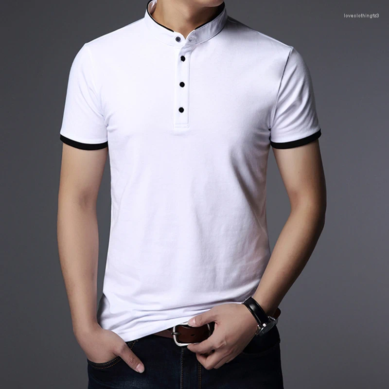 Men's Polos Business Casual Polo Short Sleeve T-Shirt Summer Comfortable And Breathable Solid Cotton Top