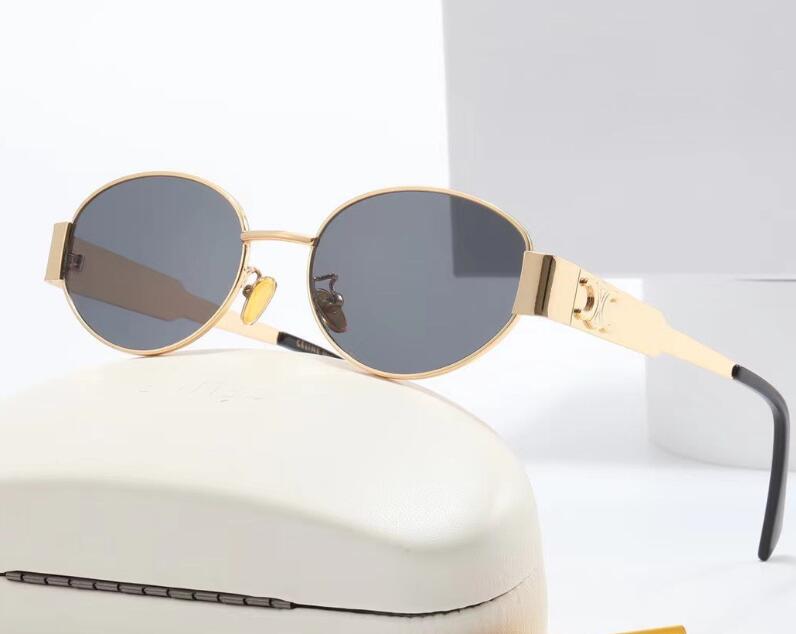 Luxury oval sunglasses celins vintage glasses womans tourism street photo metal full frame small sunnies promotional sunglass man eyewear prescription glasses