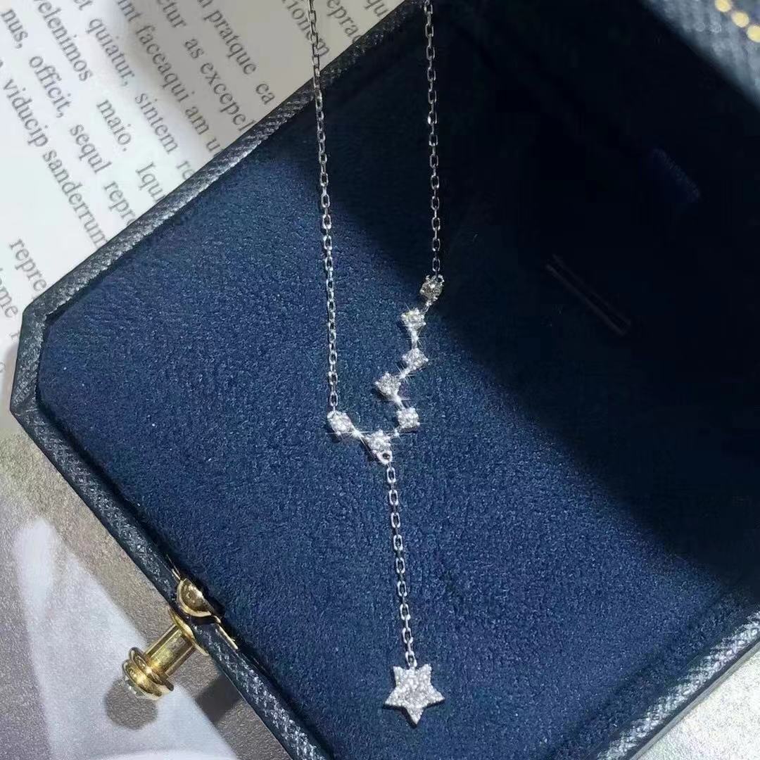 2024 Brand Star Pendant Simple Fashion Jewelry 925 Sterling Silver Pave White Sapphire CZ Diamond Gemstones Party Women Wedding Clavicle Necklace Gift