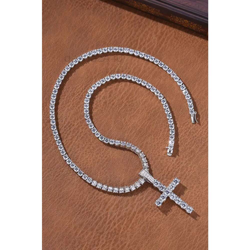 necklace moissanite chain Pendant Cross Hip Hop Vvs Moissanite Diamond Tennis Chain 925 Silver for Women Men Jewelry