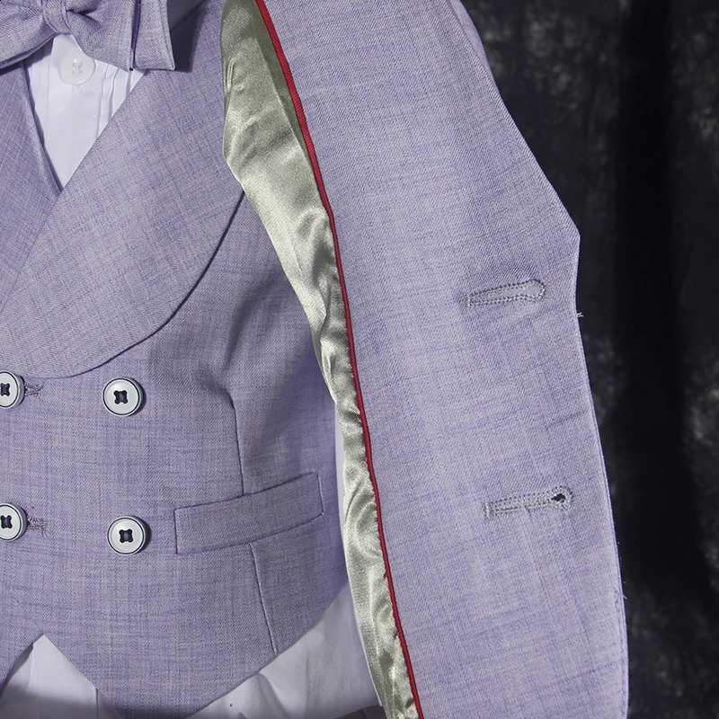 Boys' Performance Baby First Year Party Wedding Suit Set Autumn Winter British Child Blazer Pants Vest Clothes Kids Formal Dress 240119