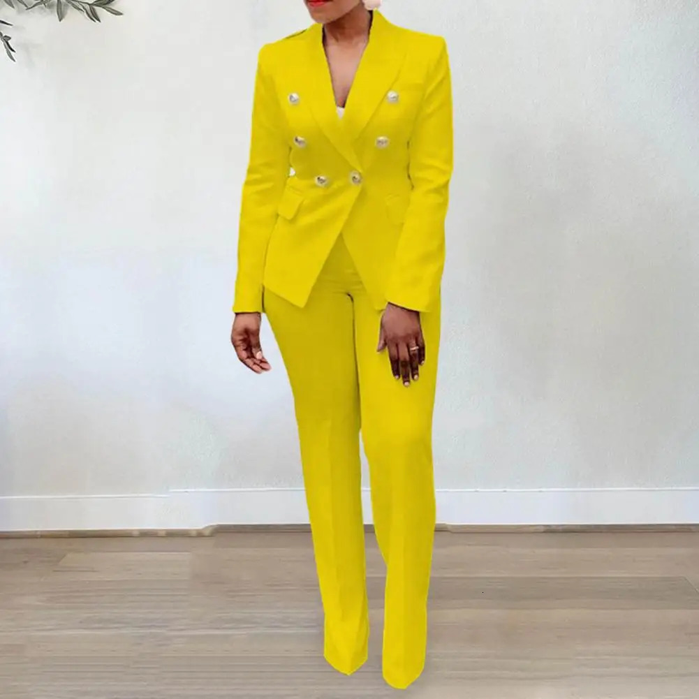 2PcsSet Blazer Trousers Suit Fashionable Warm High Waist for Holiday Jacket Pants Set Office 240127