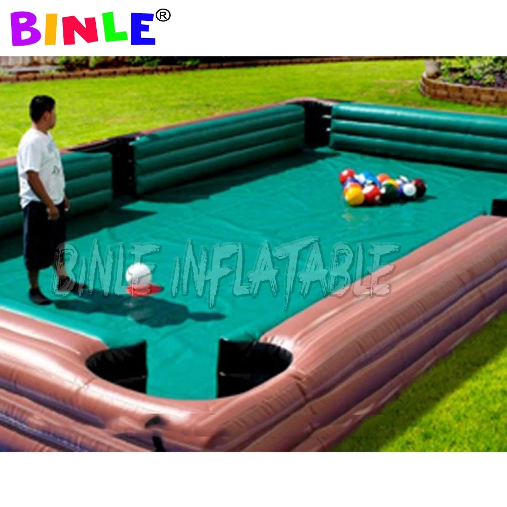 wholesale 9x6m outdoor or indoor giant inflatable snooker football pool table human soccer billiards sports field for coporate events game