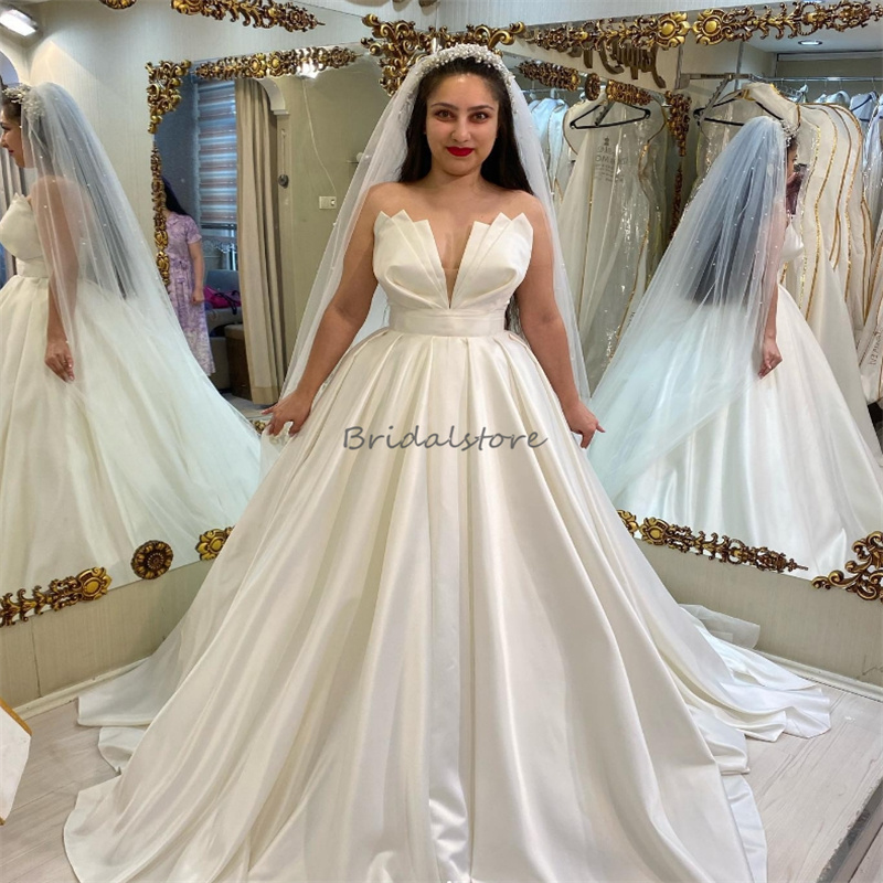 Soft Satin Country Wedding Dresses 2024 Elegant Robe De Mariage A Line Floor Length Plus Size Bridal Dress Dream Whimsical Bride Dress Mariee Chic Ves