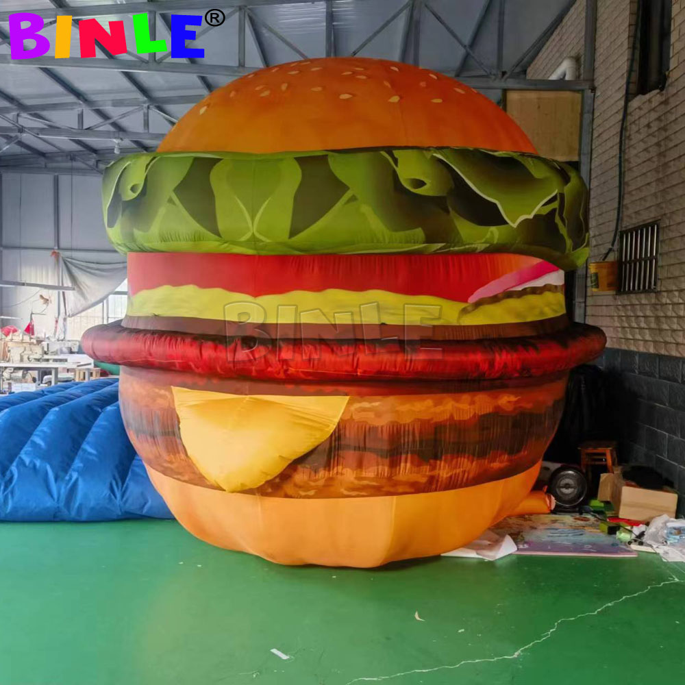 wholesale Bespoke 6m 20ft high Giant Inflatable Hamburger Inflatable Food Models With Factory Price For Burger Shop Advertising
