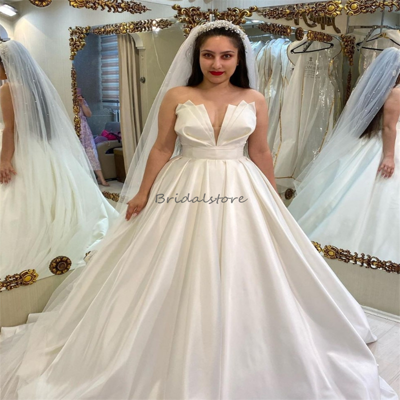 Soft Satin Country Wedding Dresses 2024 Elegant Robe De Mariage A Line Floor Length Plus Size Bridal Dress Dream Whimsical Bride Dress Mariee Chic Ves