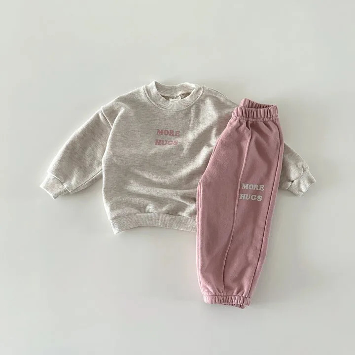 Toddler Outfits Baby Boy Tracksuit Cute Letter Print Sweatshirt And Pants 2pcs Sport Suit Autumn Kids Girls Clothes Set 240127