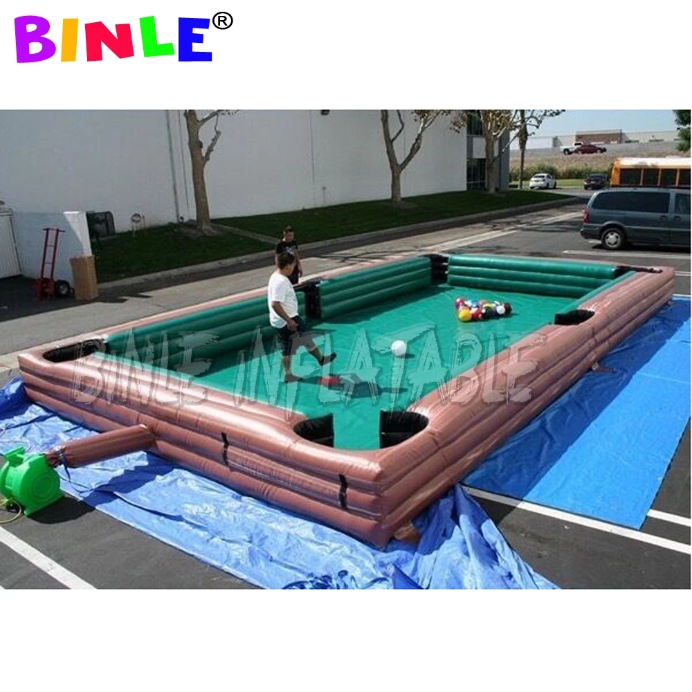 wholesale 9x6m outdoor or indoor giant inflatable snooker football pool table human soccer billiards sports field for coporate events game