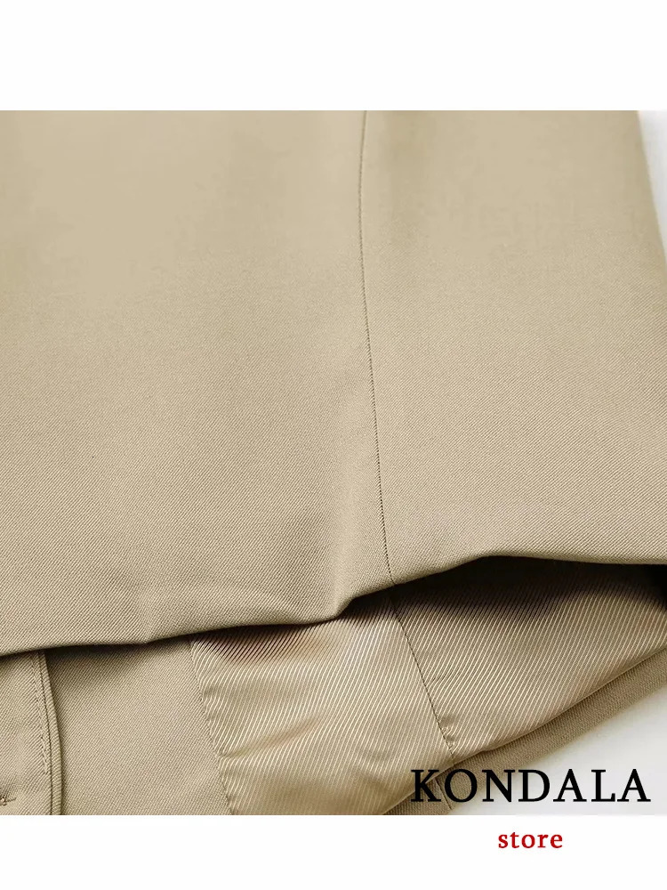 KONDALA Vintage Khaki Office Lady Suit VNeck Single Button Sleeveless Vest High Waist Long Straight Pants Fashion Autumn 240123