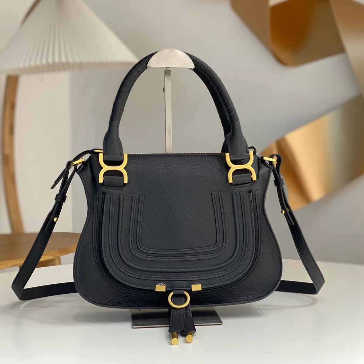 Large Capacity Marcie Woman Carry Bag Designer Bag Stitches Grained Leather Fashion Shoulder Bags Tote Bag Oblique Crossbody Handbags Purses