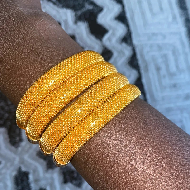4pcsSet 24K Dubai Gold Color Cuff Bangle For Women Ethiopian Jewelry bracelets African wedding jewelry Bangles Party gifts 240130
