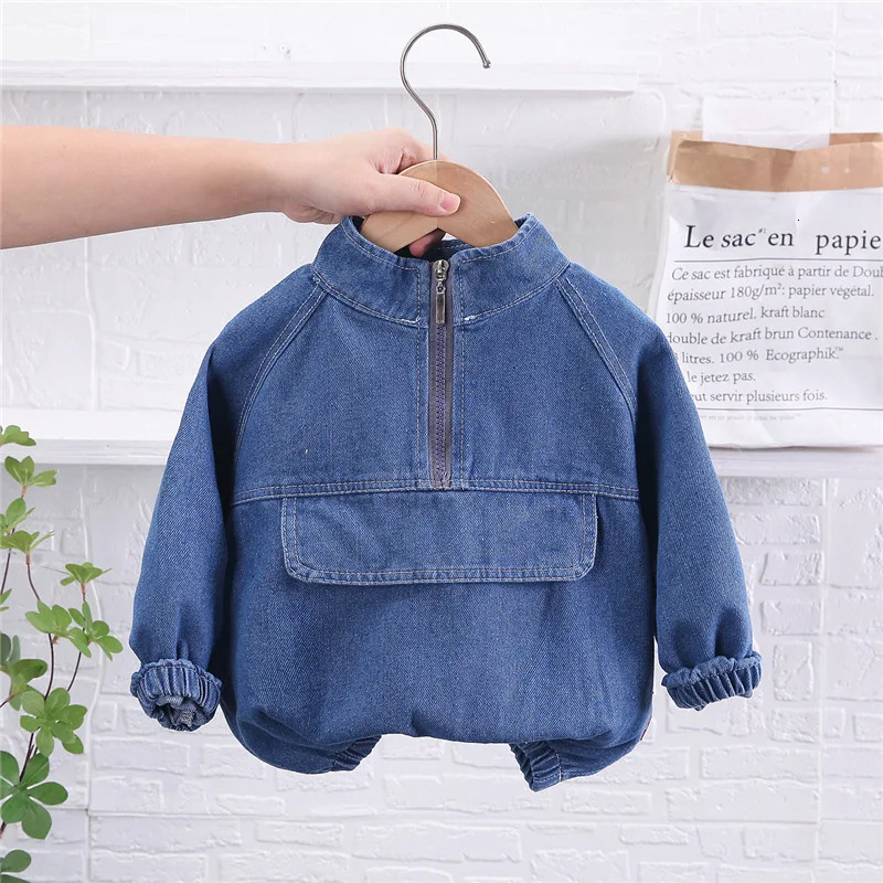 Spring Autumn Children Clothes Boys Suit Denim Pullover Tops Jeans Pants 2Pcs/Set Infant Casual Outfits Kids Sportswear 240118