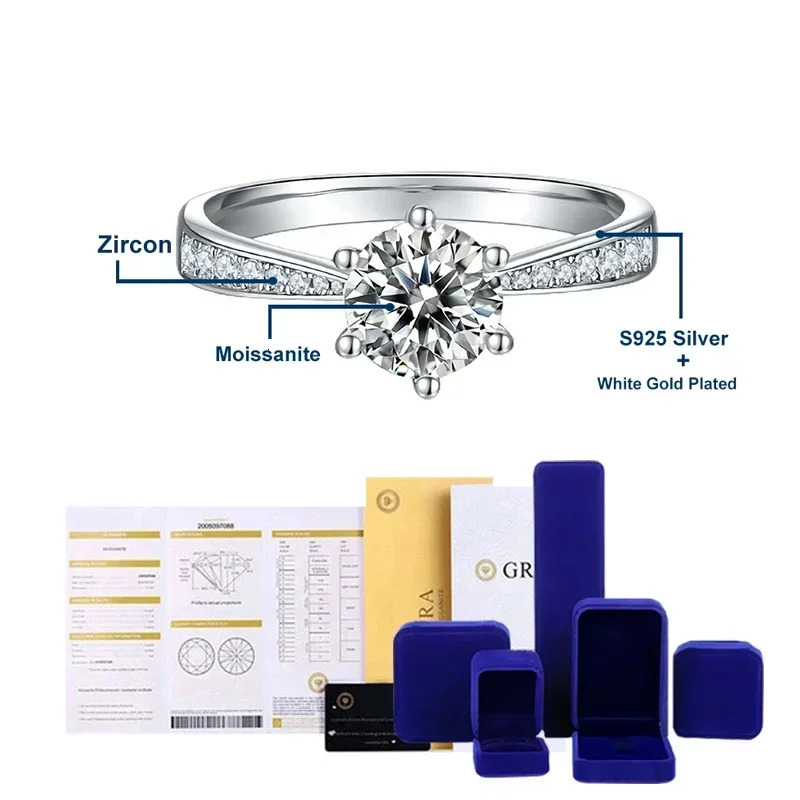 NeeTim Real 3 Carat Wedding Ring for Women 925 Sterling Silver Round Brilliant Lab Diamond Engagement Rings Gift 240124