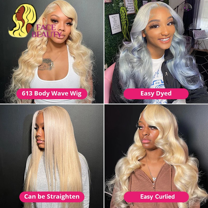 360 Lace Frontal Wig 613 Blonde 134 136 Body Wave Lace Front Wig Preplucked Brazilian Lace Front Human Hair Wigs 30 32 Inch 240118