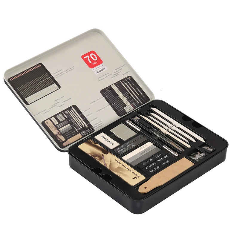 KALOUR 70Pcs Professional Drawing Sketch Pencils Set Wood Pencil Tool Kit Graphite Charcoal Pencil Artist Beginner Art Supplies 240122