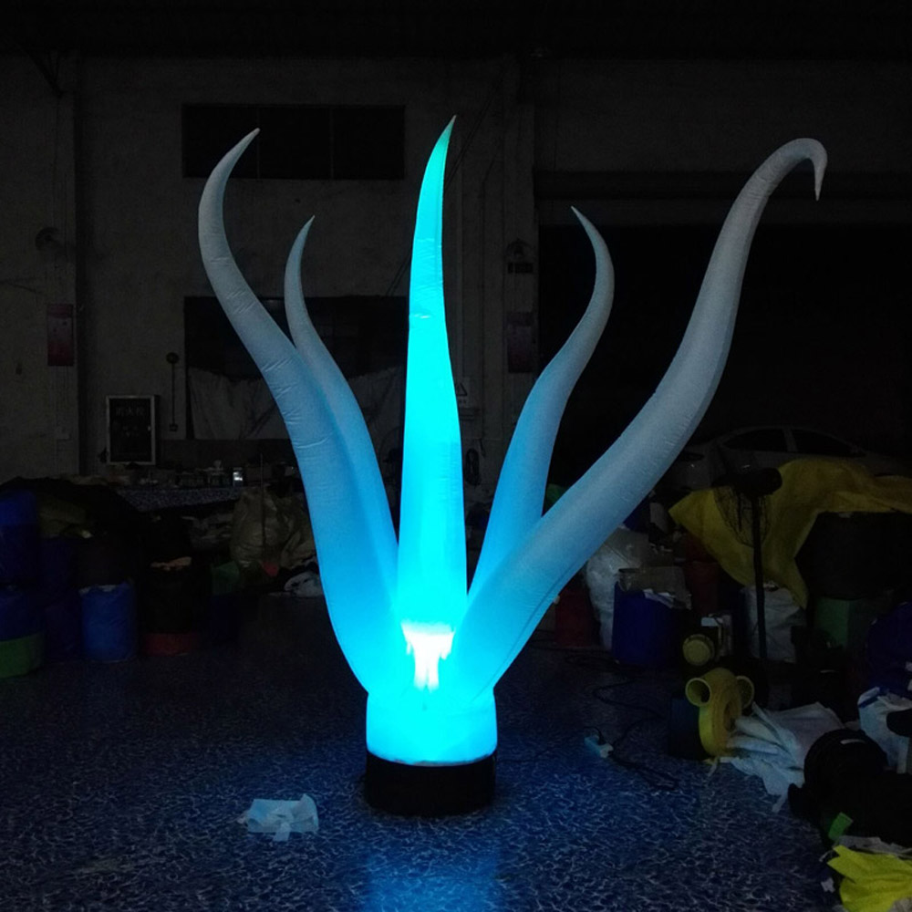 wholesale 2.4mH 8ft high party inflatable led lights decoration standing seaweed water plants with base blower and colorful bulbs for stage nightclub