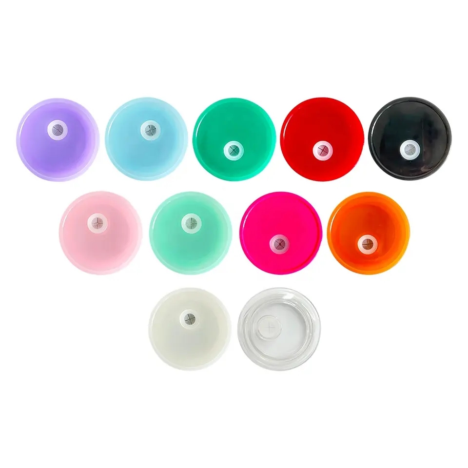 Replaced Colored Plastic Lids for 16oz Tumbler Blank Clear Frosted Glass Mason Jar Libby Can Cooler Cola Beer Food Cans 5 Colors FY5564 JY22