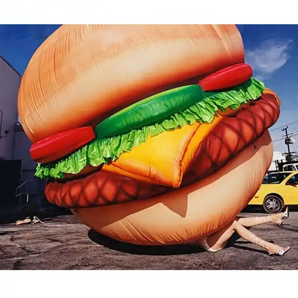wholesale Bespoke 6m 20ft high Giant Inflatable Hamburger Inflatable Food Models With Factory Price For Burger Shop Advertising
