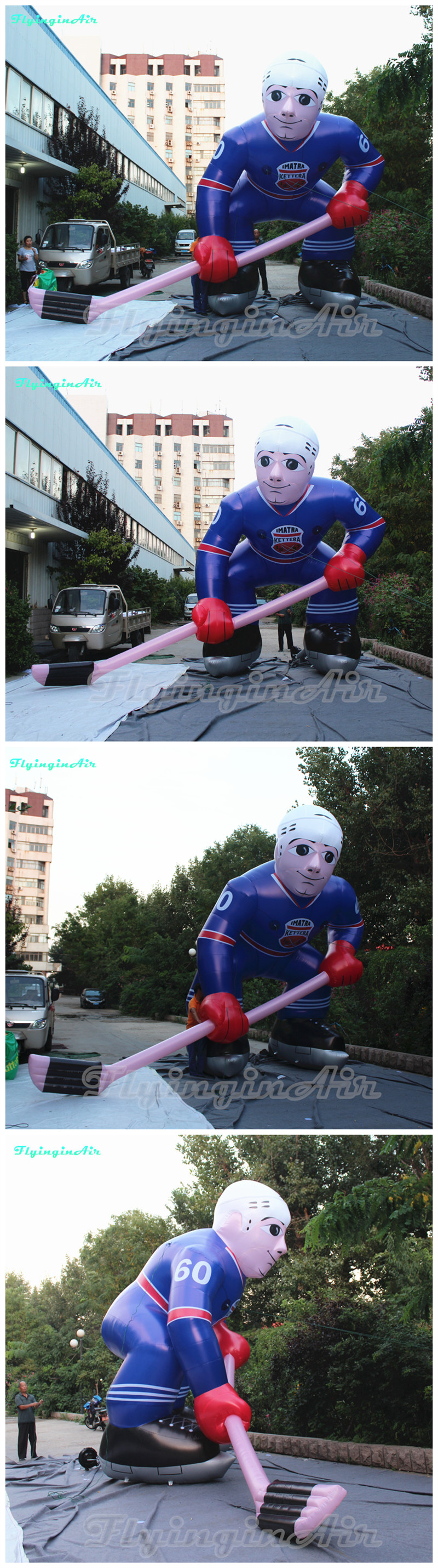 wholesale Giant Advertising Inflatable Ice Hockey Player Sporter Model 5m Blue Air Blow Up Hockey Team Member For March Event