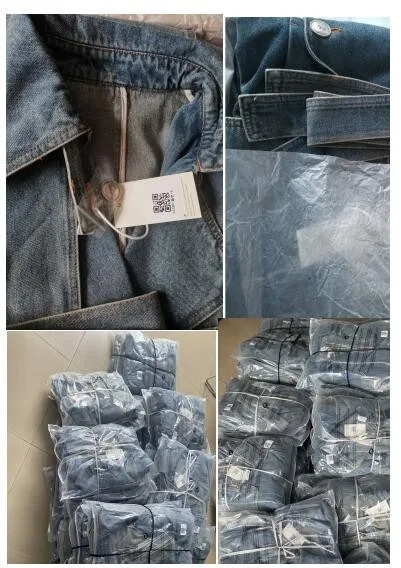 Getspring Women Denim Trench Coat 2023 SpringTemperament Double Breasted Lace Up Loose Long denim Coat All Match Fashion 240201