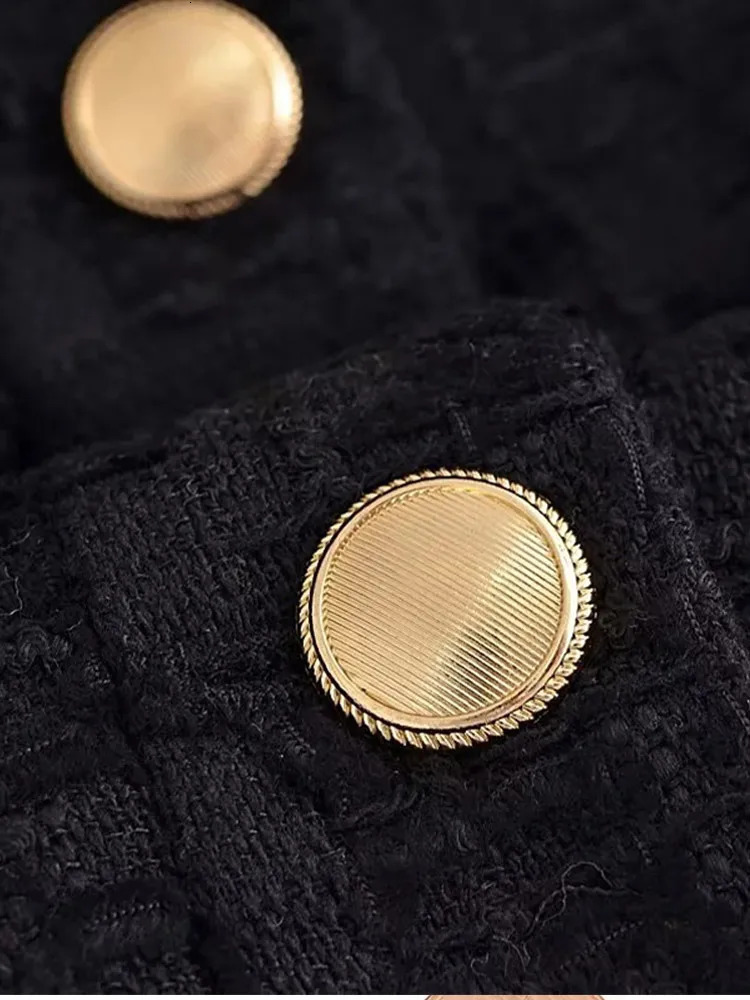 Womens Short Frayed Tweed Bomber Jacket Elegant Solid O Neck Single Breasted Warm Coats Autumn Casual High Street Jackets 240118