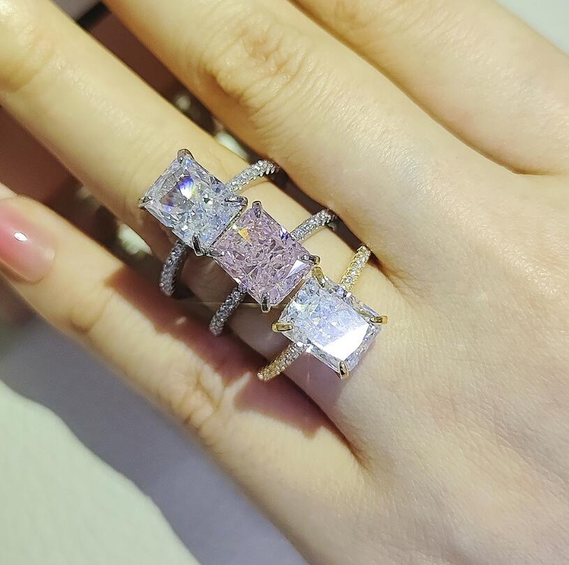 Choucong Brand Wedding Rings Jewelry Real 100% Sterling Sier Ice Flower Cut White Moissanite Dia Gemstones Party Eternity Women Bridal Ring Gift