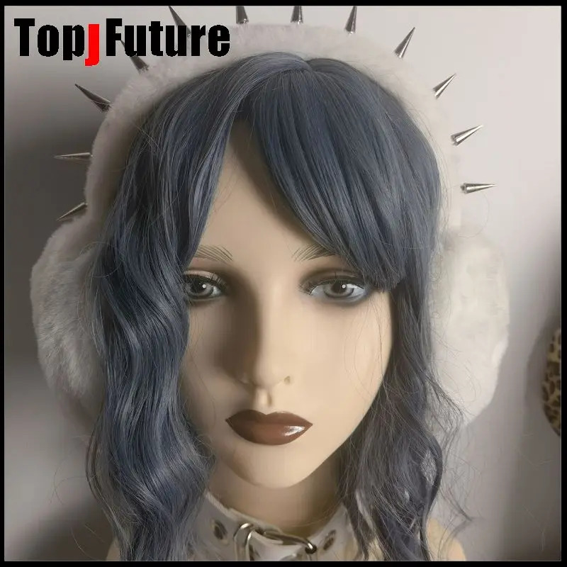 Harajuku Punk Girl Women Plush Spike sticker Warm Earmuffs Gothic Womens Lolita Warmer Muff Ear Cover Cross Fold Headband 240127