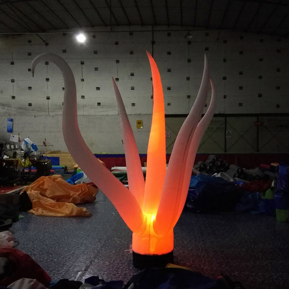 wholesale 2.4mH 8ft high party inflatable led lights decoration standing seaweed water plants with base blower and colorful bulbs for stage nightclub