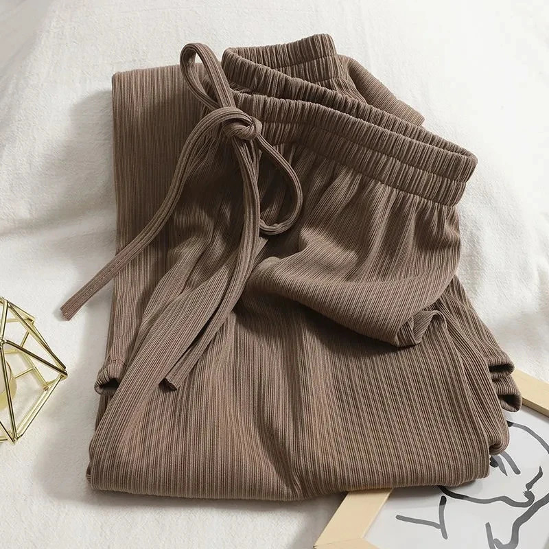 Zoki Summer Ice Silk Wide Leg Pant Fashion High Waist Loose Straight Trousers Harajuku Korean All Match Casual Pants 240202