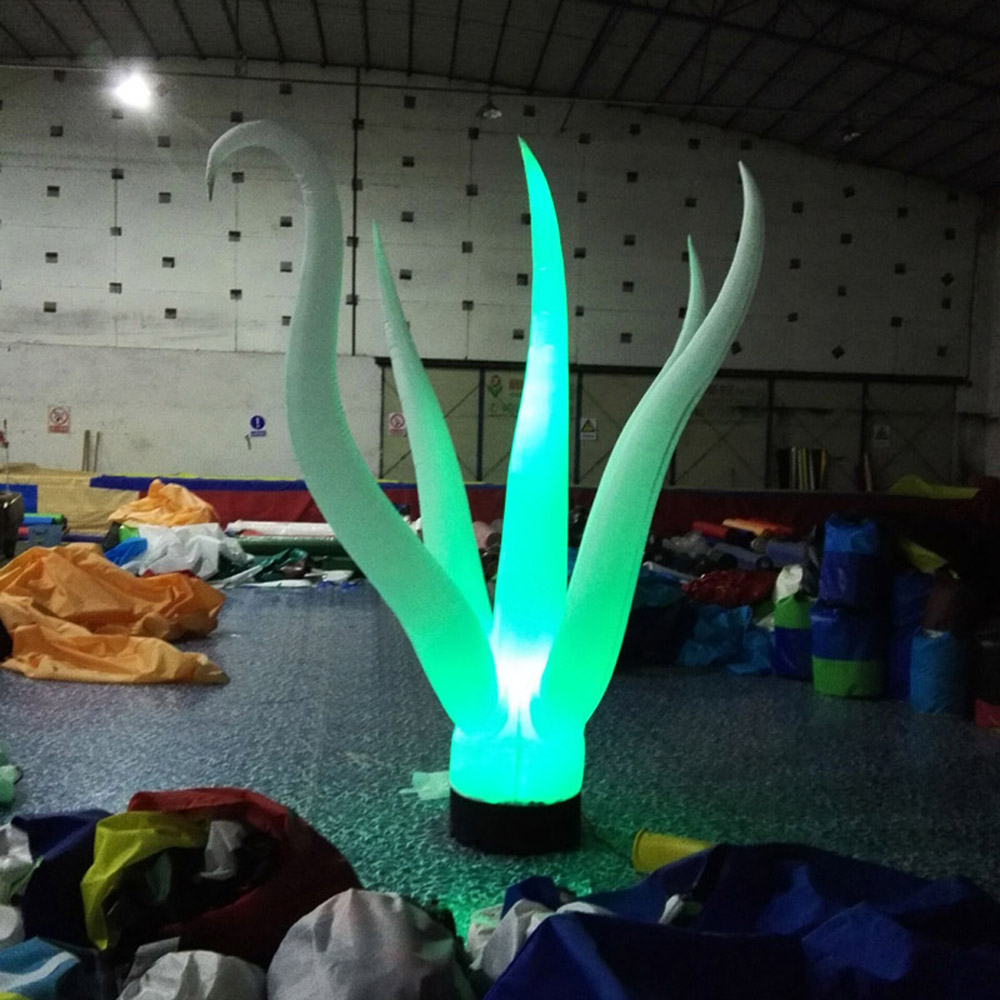 wholesale 2.4mH 8ft high party inflatable led lights decoration standing seaweed water plants with base blower and colorful bulbs for stage nightclub