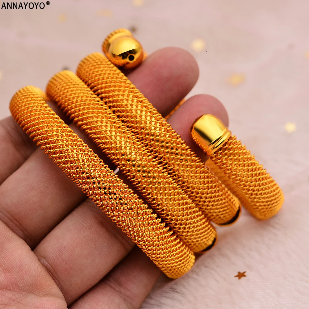 4pcsSet 24K Dubai Gold Color Cuff Bangle For Women Ethiopian Jewelry bracelets African wedding jewelry Bangles Party gifts 240130
