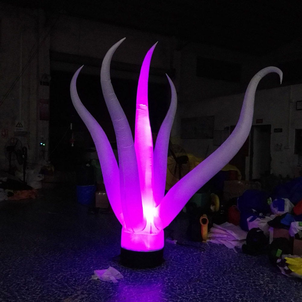 wholesale 2.4mH 8ft high party inflatable led lights decoration standing seaweed water plants with base blower and colorful bulbs for stage nightclub