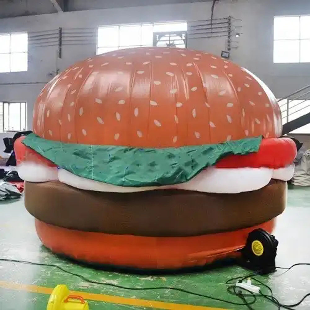 wholesale Bespoke 6m 20ft high Giant Inflatable Hamburger Inflatable Food Models With Factory Price For Burger Shop Advertising