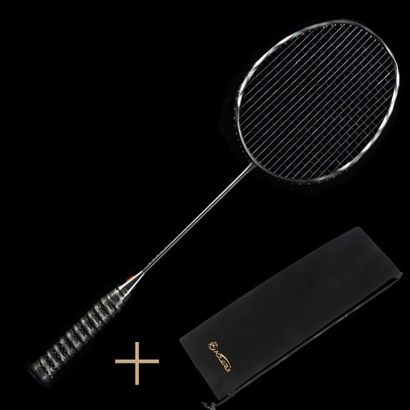 Badminton Rackets 1pcs Ultralight Badminton Racket Carbon Badminton Racquet Carbon Fiber Grips Offensive Defensive Training Racket With Bag 240122