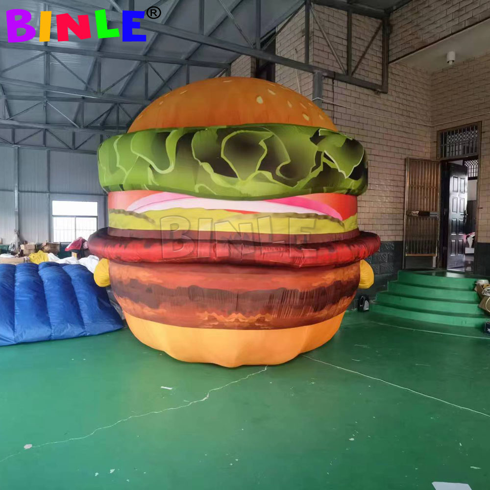 wholesale Bespoke 6m 20ft high Giant Inflatable Hamburger Inflatable Food Models With Factory Price For Burger Shop Advertising