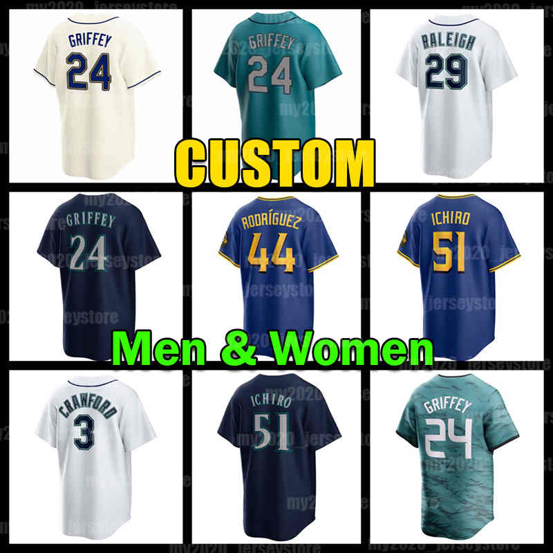 24 Ken Griffey Jr. Jersey 44 Julio Rodriguez Baseball 7 Jorge Polanco JP Crawford Cal Raleigh Ichiro Suzuki Josh Rojas Seattles Felix Hernandez Mariners Luis Castillo