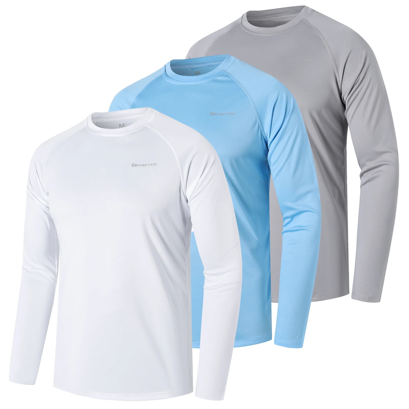3 Pack Men's Long Sleeve UPF 50 Rash Guards Diving UV Protection Lightweight TShirt Loose Fit Swimming Quick Drying Surfing 240119