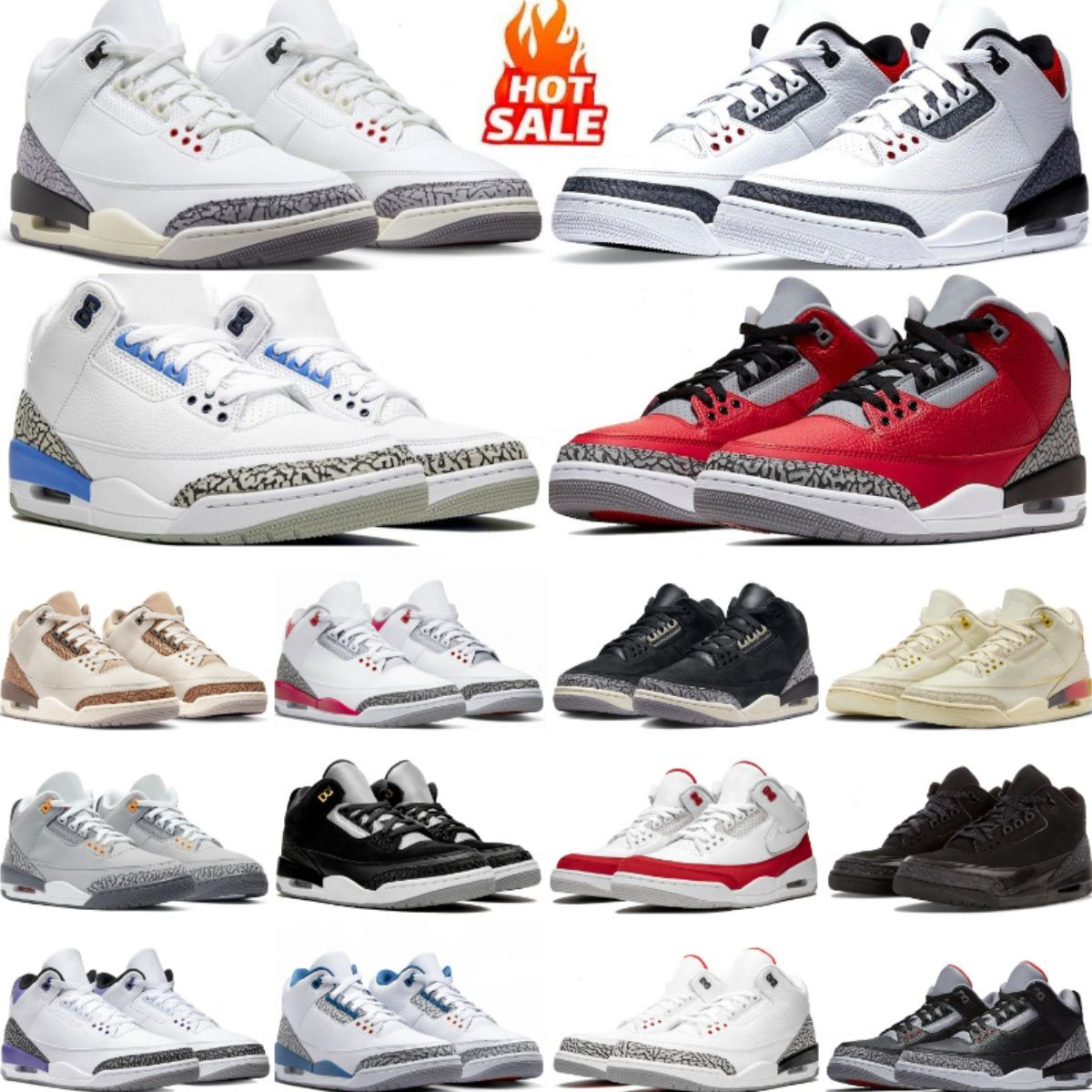 men women 3 basketball shoes 3s White Cement Medellin Sunset Palomino Wizards Fire Red Dark Iris Fear trainers sports sneakers