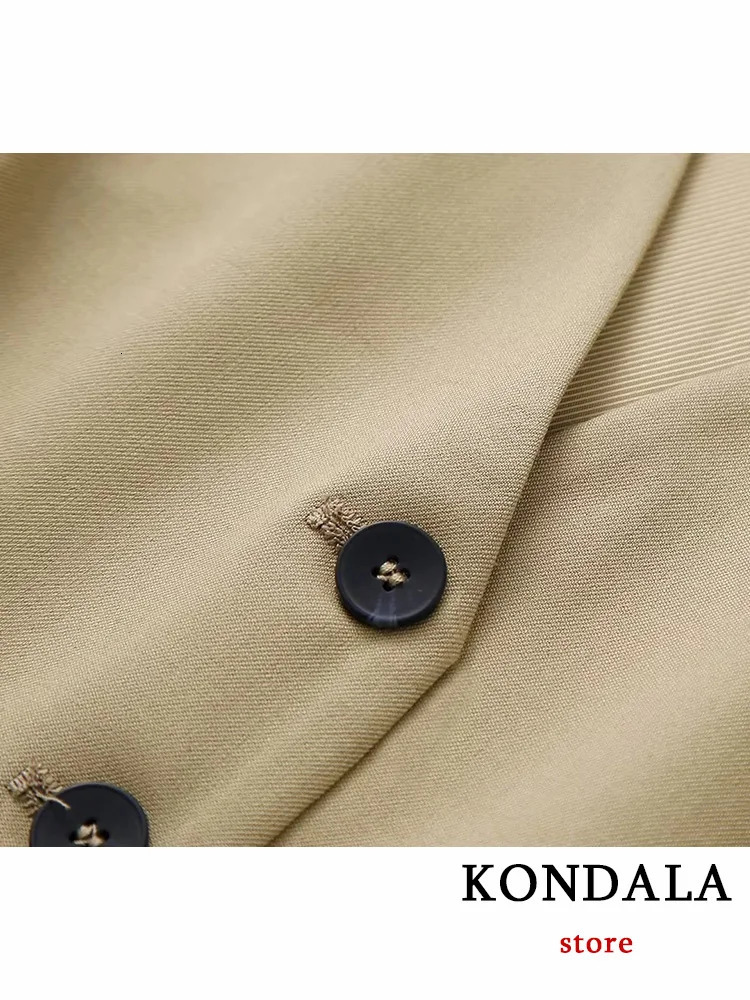 KONDALA Vintage Khaki Office Lady Suit VNeck Single Button Sleeveless Vest High Waist Long Straight Pants Fashion Autumn 240123