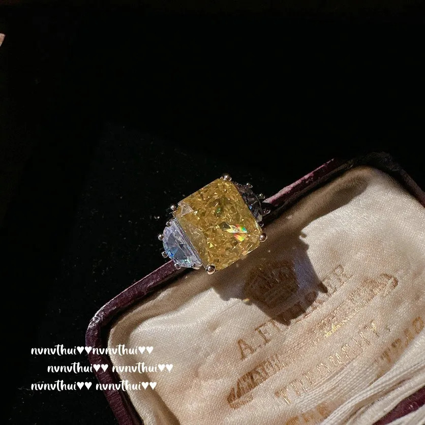 Sterling 925 Silver Women Jewelry Set Lab Diamond Zircon Jewelry Yellow Necklace Ring Earrings Womens Bridal Wedding Jewelry 240119