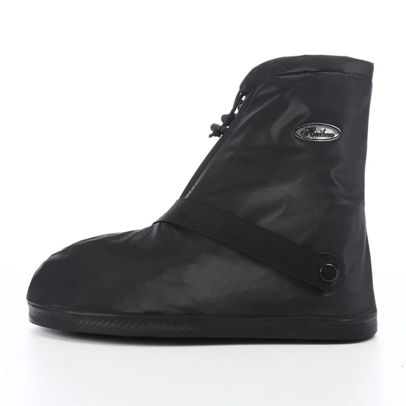 Black Zipper Cover For Shoes Boots Unisex Men Women Transparent Galoshes Reusable Clear Shoe Covers Waterproof Rain 240130