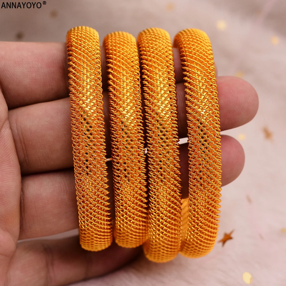 4pcsSet 24K Dubai Gold Color Cuff Bangle For Women Ethiopian Jewelry bracelets African wedding jewelry Bangles Party gifts 240130