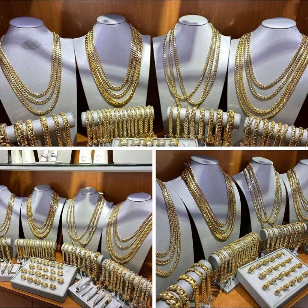 Hip Hop Jewelry Design Luxury 14k Real Yellow Gold Heavy Plain Miami Cuban Curb Link Chain for Men