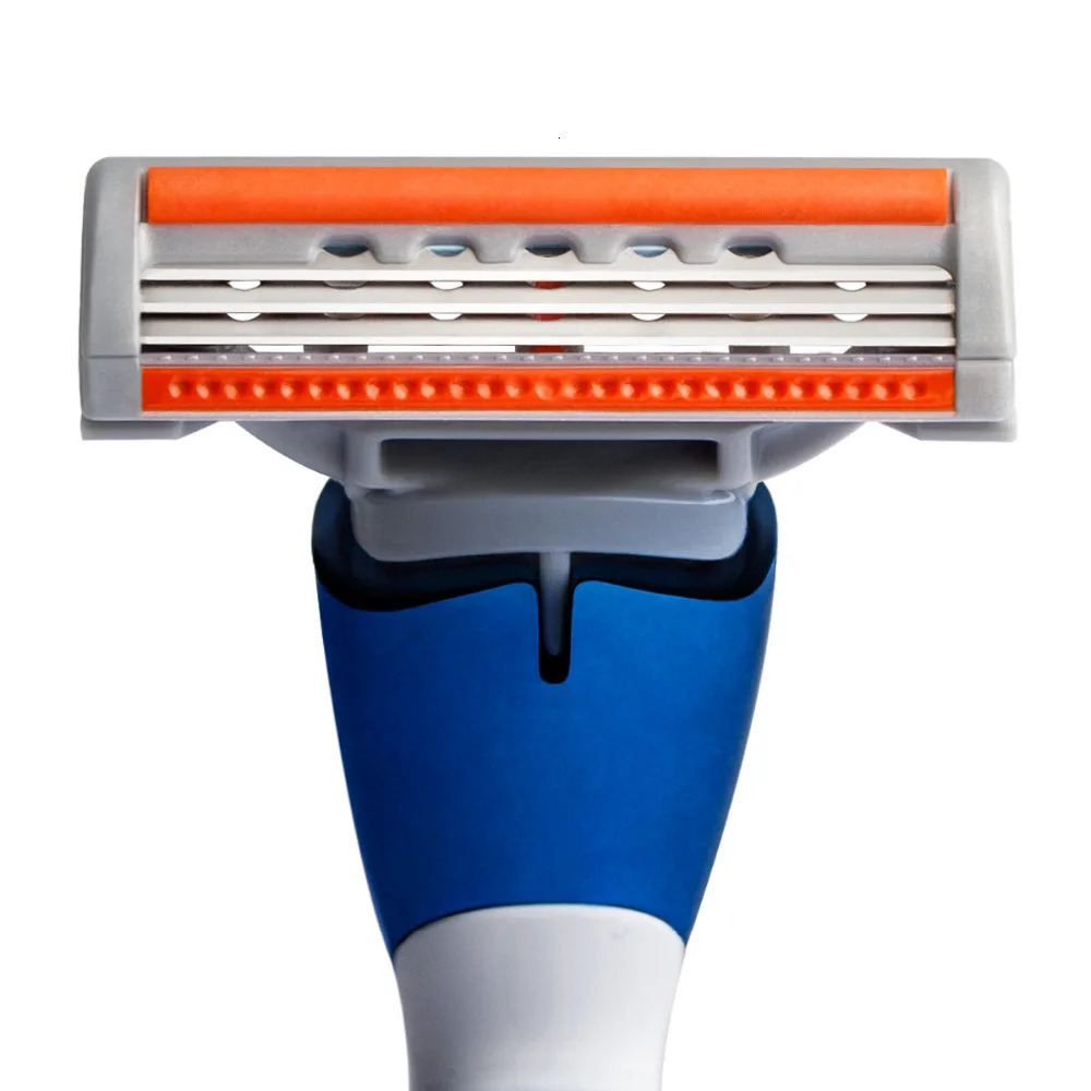 QShave Blue Men Shaving Razor 1 Handle 10 Cartridges1pc X3 Blade 9pcs X5 Blade 240127