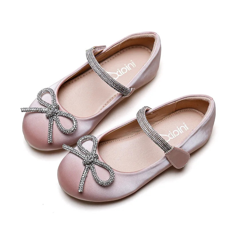 Kids Shoes Pearl Light Princess Shoes Spring Girls' Soft Sole Single Shoes Bow Knot Soft Sole Children's Shoes Mary Janes 240118