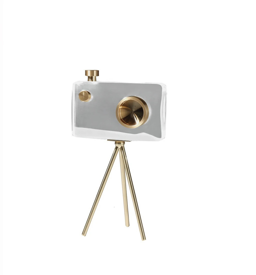 Modern Crystal Camera Sculpture Home Decor Accessories Creative Living Room Desktop Retro Tripod Camera Crystal Art Decor 240123