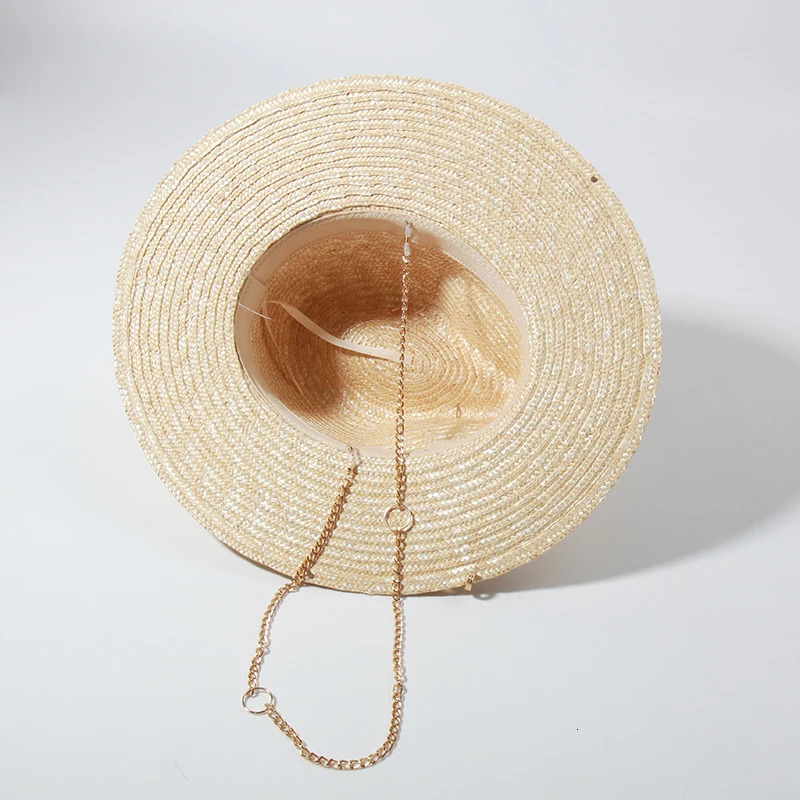 Stylish 2024 Letter Straw Fedora with Chain - Sun Protection Beach & Tea Party Hat dh910320090