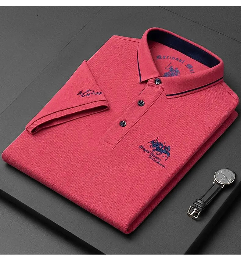 2023 Summer Men's Business Short Sleeve Polo Collar Cotton Tshirt Youth Fashion Solid Embroidered Polo Shirt Top Tshirt M4xl 240119